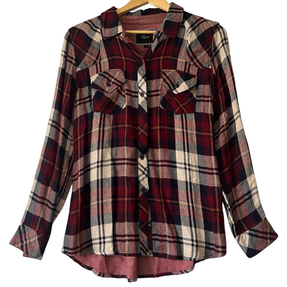 RAILS Shirt Women’s M Medium Red Black Plaid Button Up Long Sleeve Casual